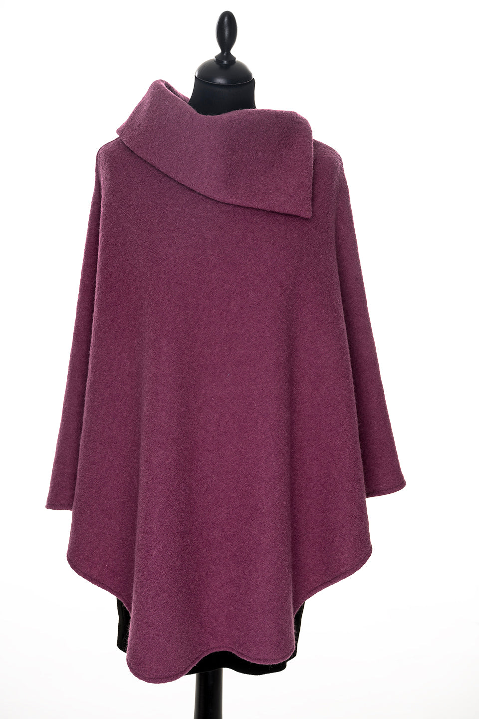 Poncho in felted wool/ loden - dark purple – FREEMOVER
