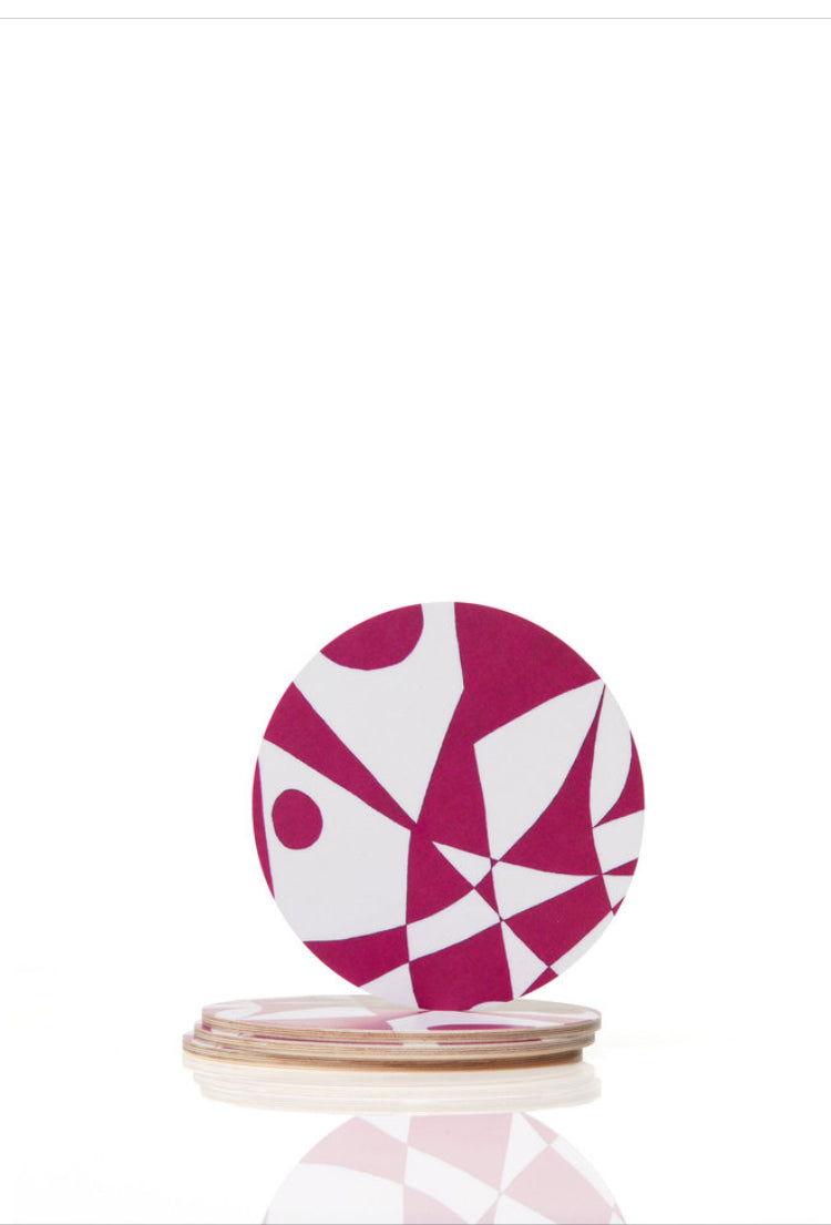 Round coaster in regatta - fuchsia pink
