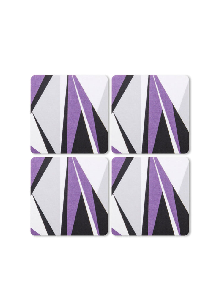 Square coasters in kristall - grey / purple