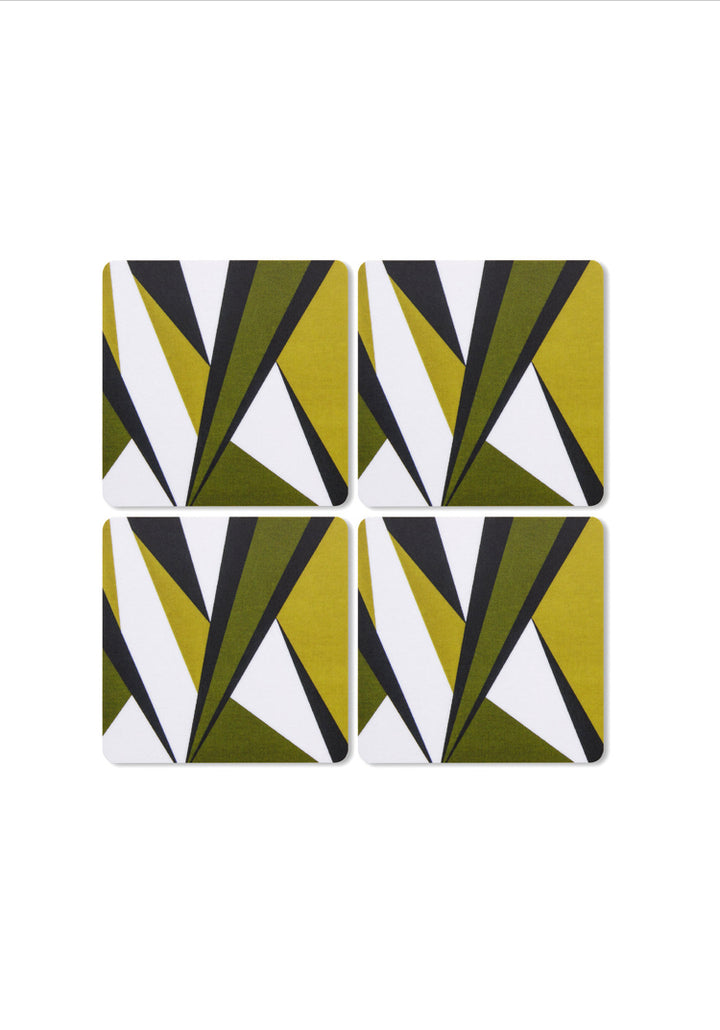 Square coaster in kristall - green / Olive green