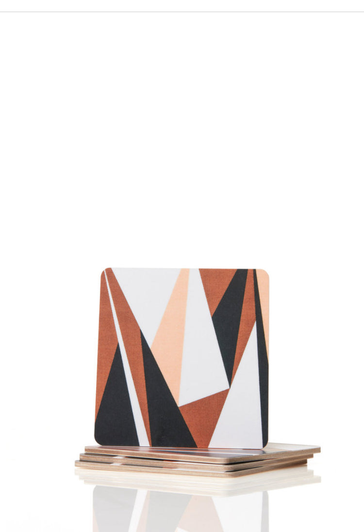 Square costers in Kristall - peach pink / terracotta